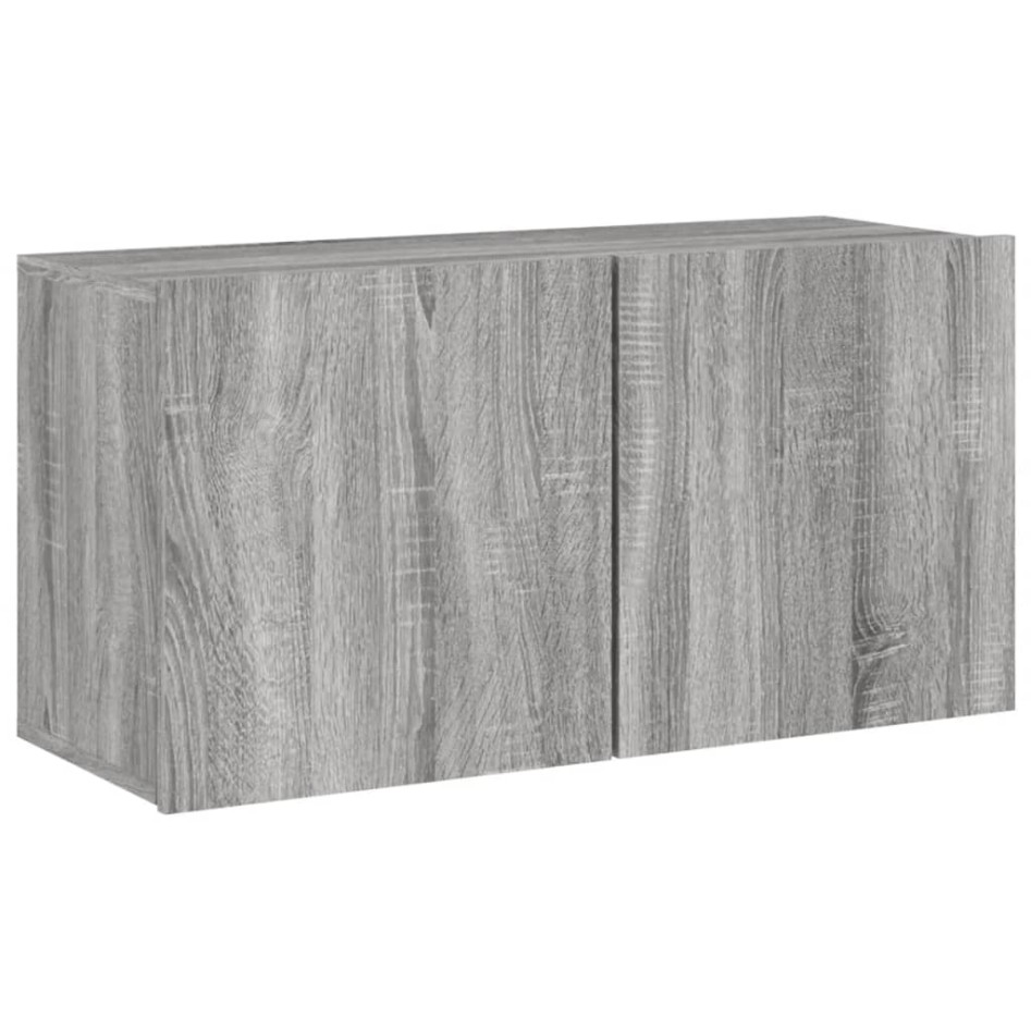 Muebles de TV de pared 5 pzas madera de ingeniería gris