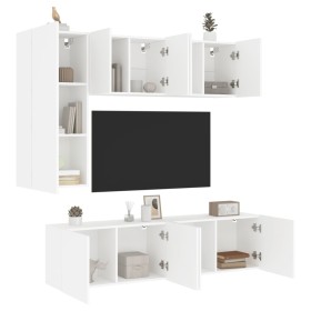 Muebles de TV de pared 5 piezas madera de ingeniería