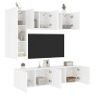 Muebles de TV de pared 5 piezas madera de ingeniería blanco