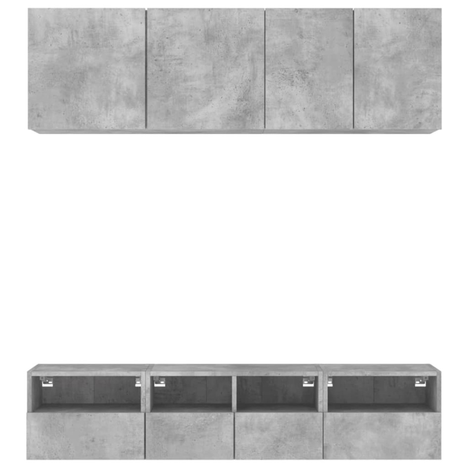 Muebles de TV de pared 5 pzas madera ingeniería gris
