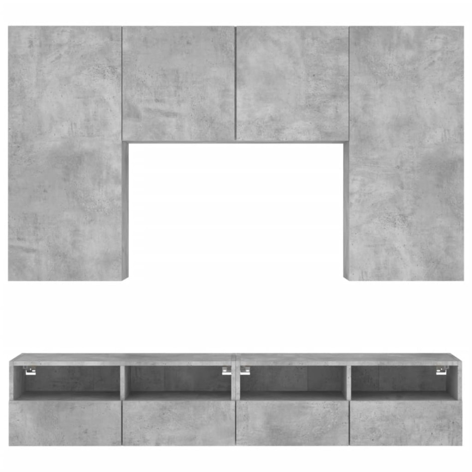 Muebles de TV de pared 5 pzas madera ingeniería gris