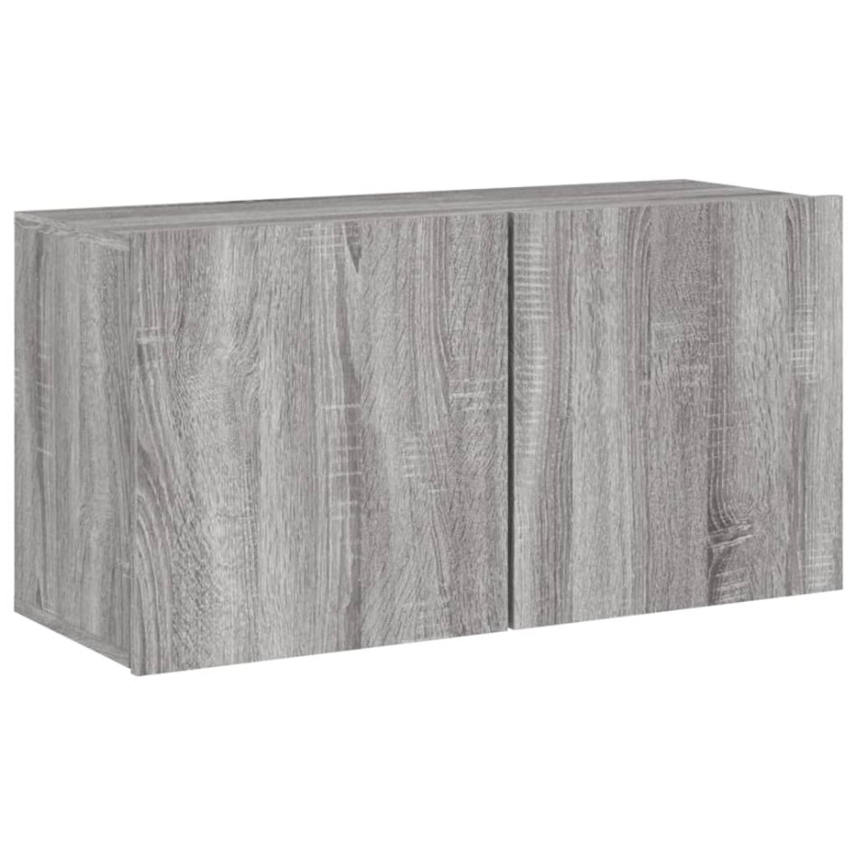 Muebles de TV de pared 5 pzas madera de ingeniería gris
