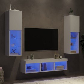 Muebles de TV de pared con LED 5 pzas madera ingeniería