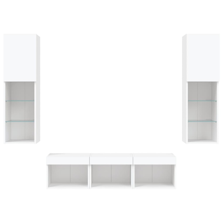 Muebles de TV de pared con LED 5 pzas madera ingeniería