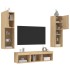 Muebles TV pared con LED 5 pzas madera ingeniería roble