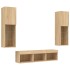 Muebles TV pared con LED 5 pzas madera ingeniería roble