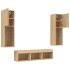 Muebles TV pared con LED 5 pzas madera ingeniería roble