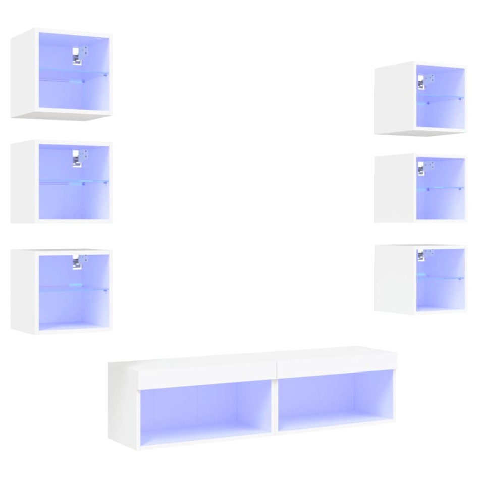 Muebles de TV de pared con LED 8 pzas madera ingeniería