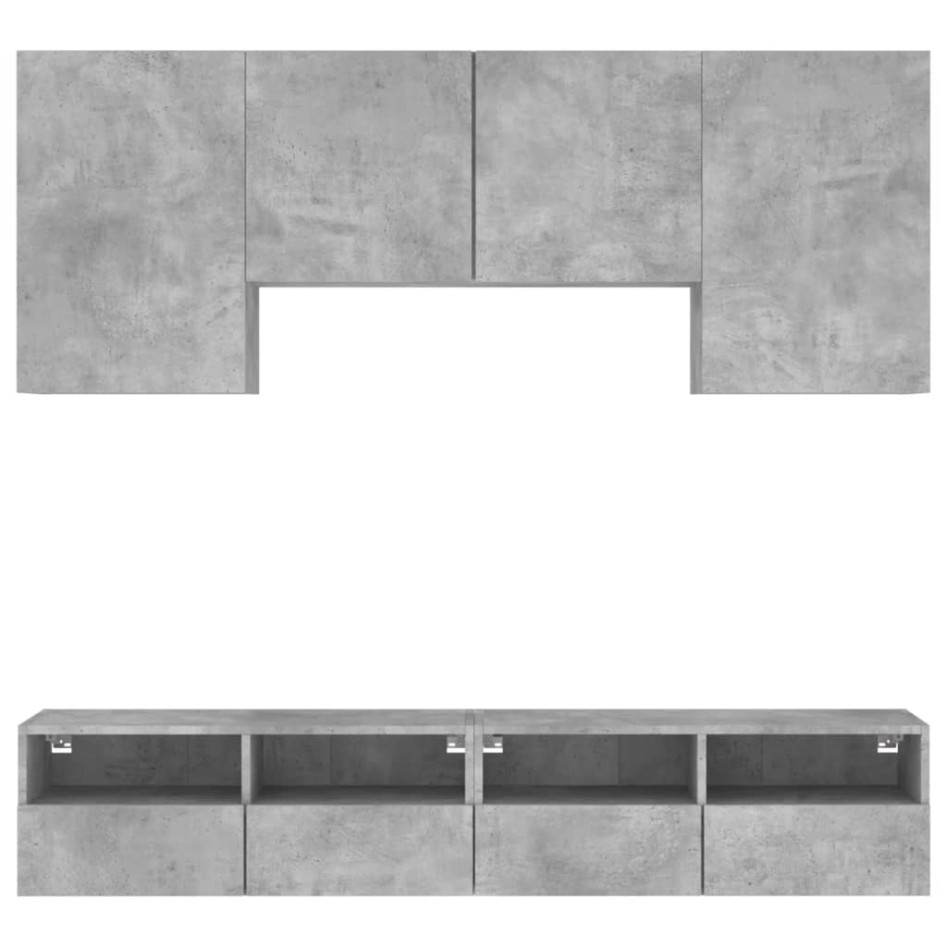 Muebles de TV de pared 5 pzas madera ingeniería gris