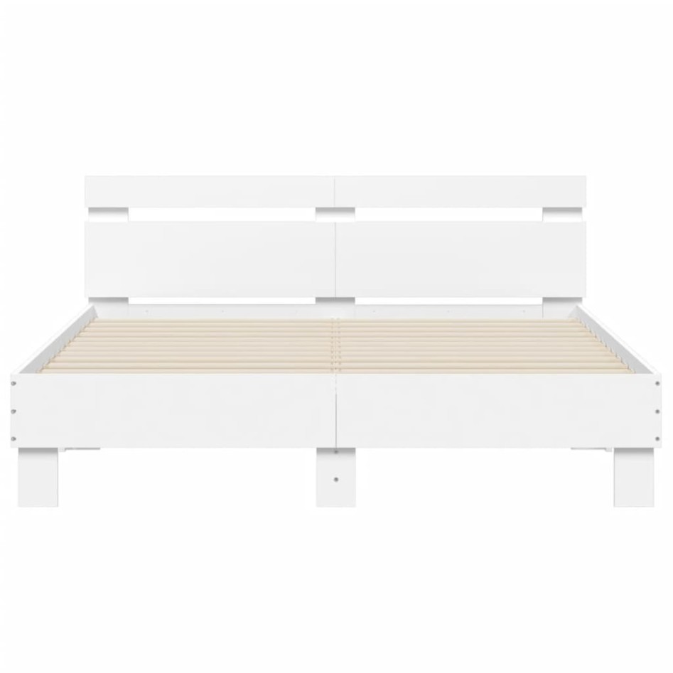 Estructura cama con cabecero madera ingeniería blanco