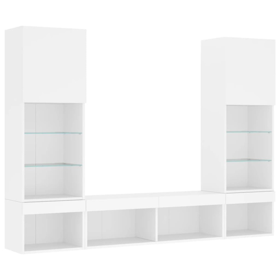 Muebles de TV de pared con LED 5 pzas madera ingeniería