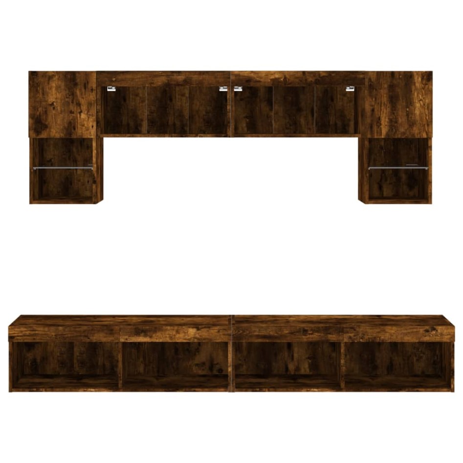 Muebles TV pared con LED 6 pzas madera ingeniería roble