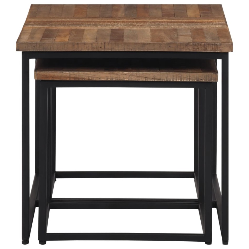 Mesas de centro apilables 3 unidades madera maciza de