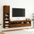 Muebles TV pared con LED 4 pzas madera ingeniería marrón