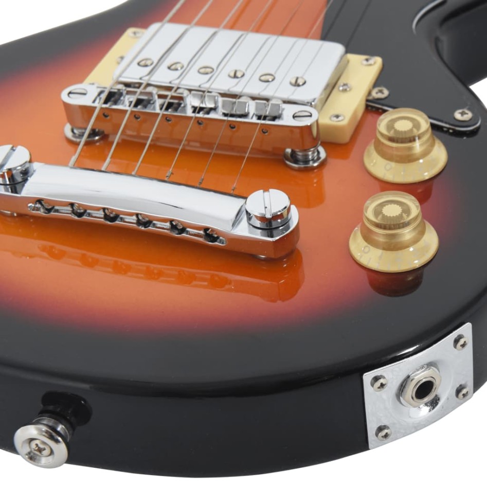 Guitarra eléctrica para niños con funda marrón y negro 3/4