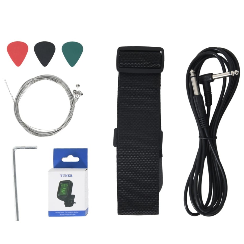 Guitarra eléctrica para niños con funda marrón y negro 3/4