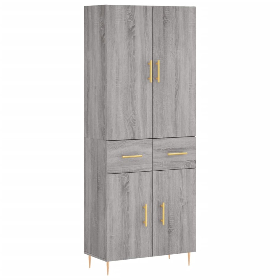 Aparador alto madera contrachapada gris sonoma 69,5x34x180