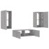 Muebles de TV de pared con luces LED 3 piezas gris