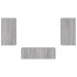 Muebles de TV de pared con luces LED 3 piezas gris