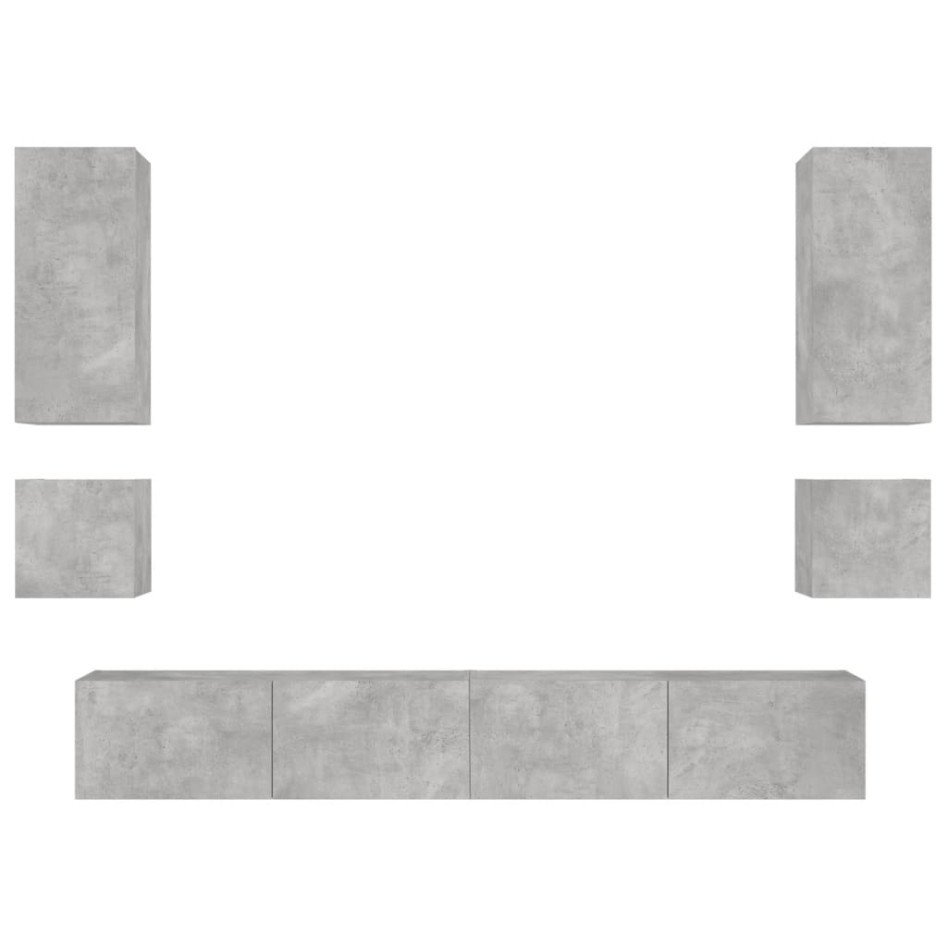 Muebles de TV de pared con luces LED 6 piezas gris