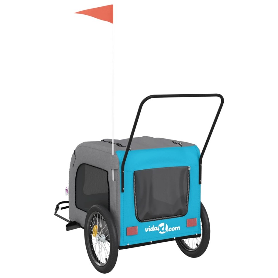 Remolque de bicicleta mascotas hierro tela Oxford azul