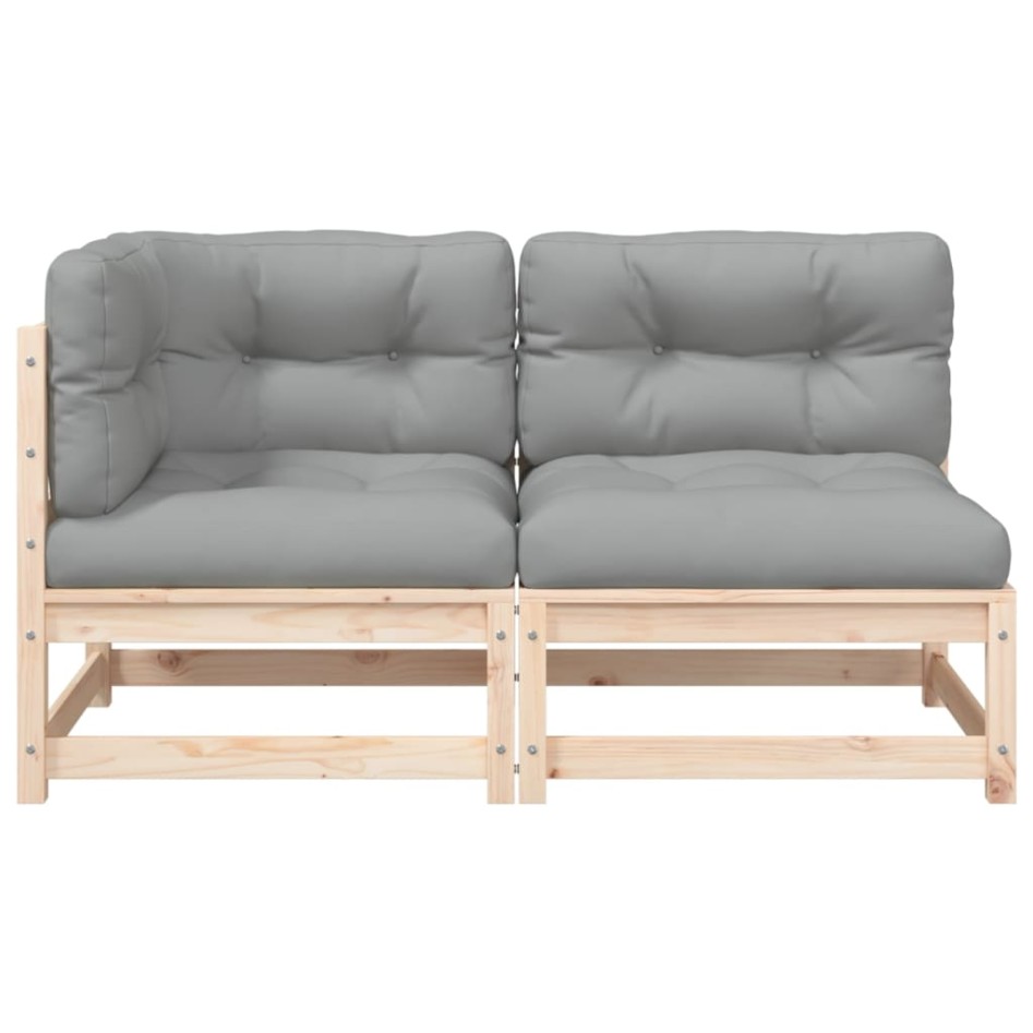 Sofá de jardín de 2 plazas con cojines madera maciza de