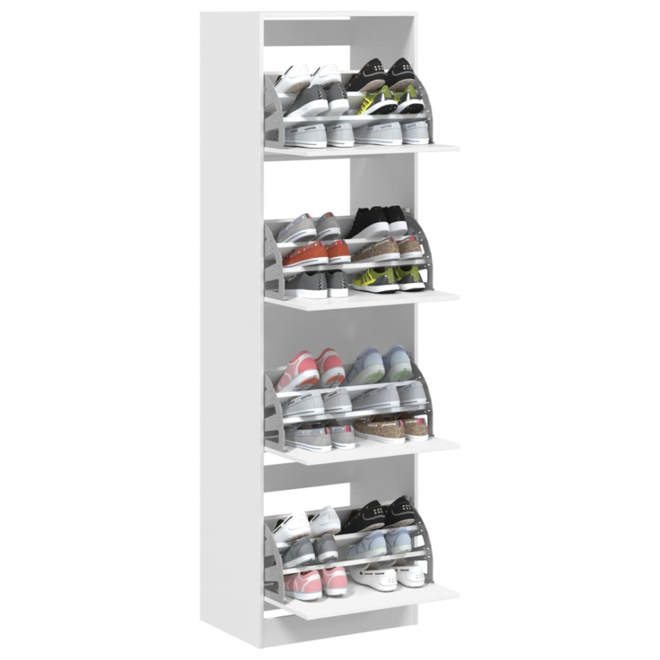 Mueble zapatero con 4 cajones abatibles blanco 60x42x204
