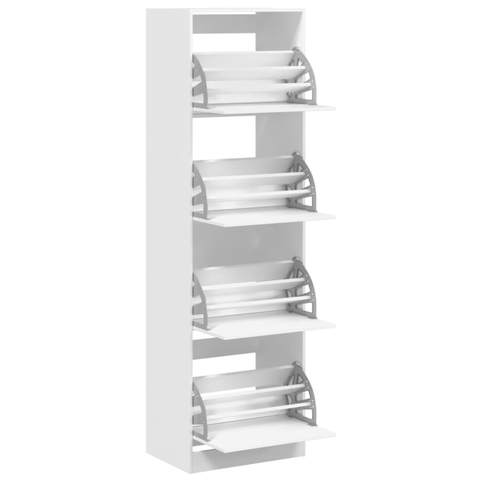 Mueble zapatero con 4 cajones abatibles blanco 60x42x204