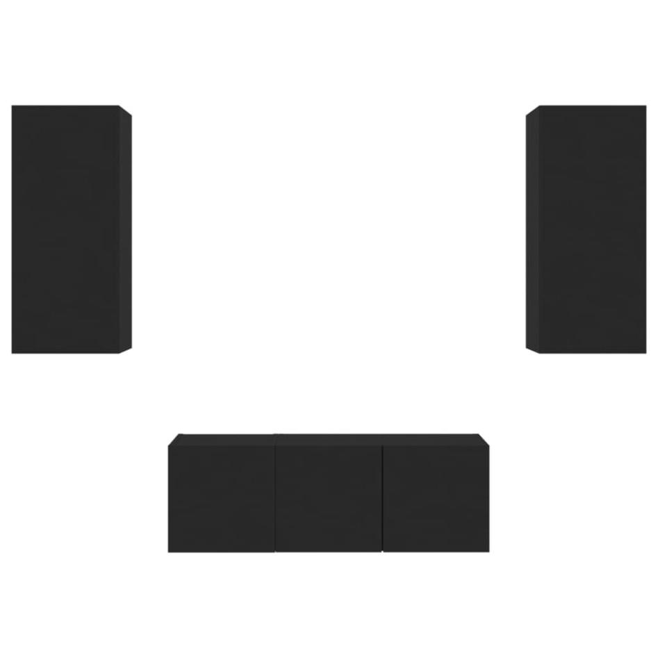 Muebles de TV de pared con LED 4 pzas madera ingeniería