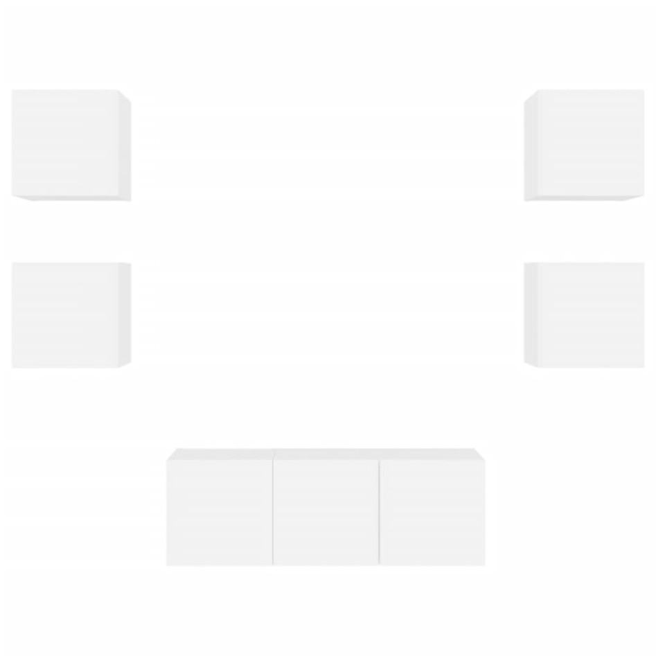 Muebles de TV de pared con LED 6 pzas madera ingeniería