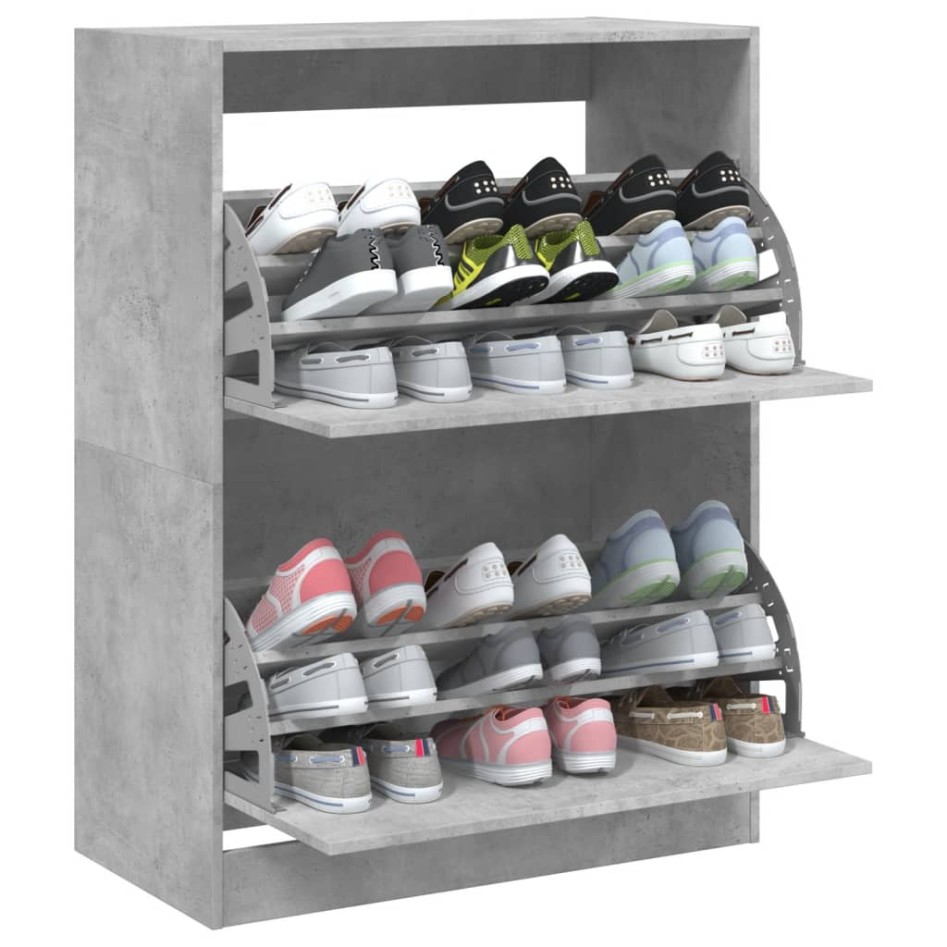 Mueble zapatero 2 cajones abatibles gris hormigón 80x42x108