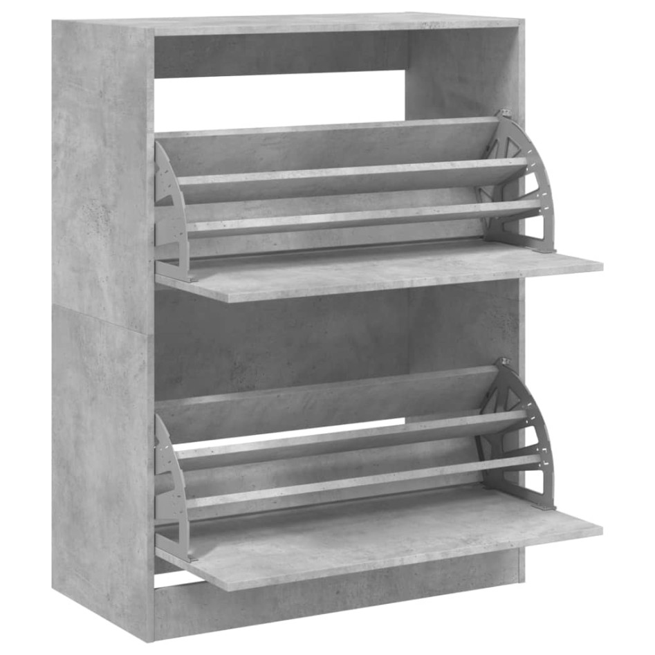 Mueble zapatero 2 cajones abatibles gris hormigón 80x42x108