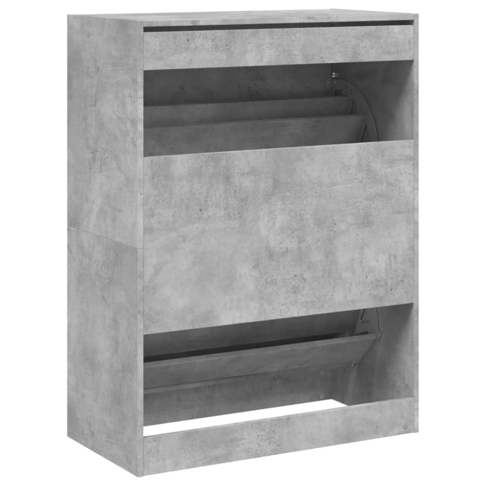 Mueble zapatero 2 cajones abatibles gris hormigón 80x42x108