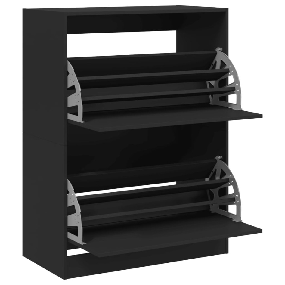 Mueble zapatero con 2 cajones abatibles negro 80x42x108