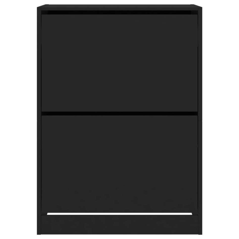 Mueble zapatero con 2 cajones abatibles negro 80x42x108