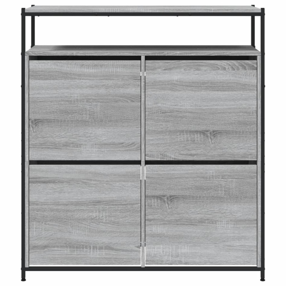 Mueble zapatero 4 cajones abatibles gris Sonoma 100x34x112