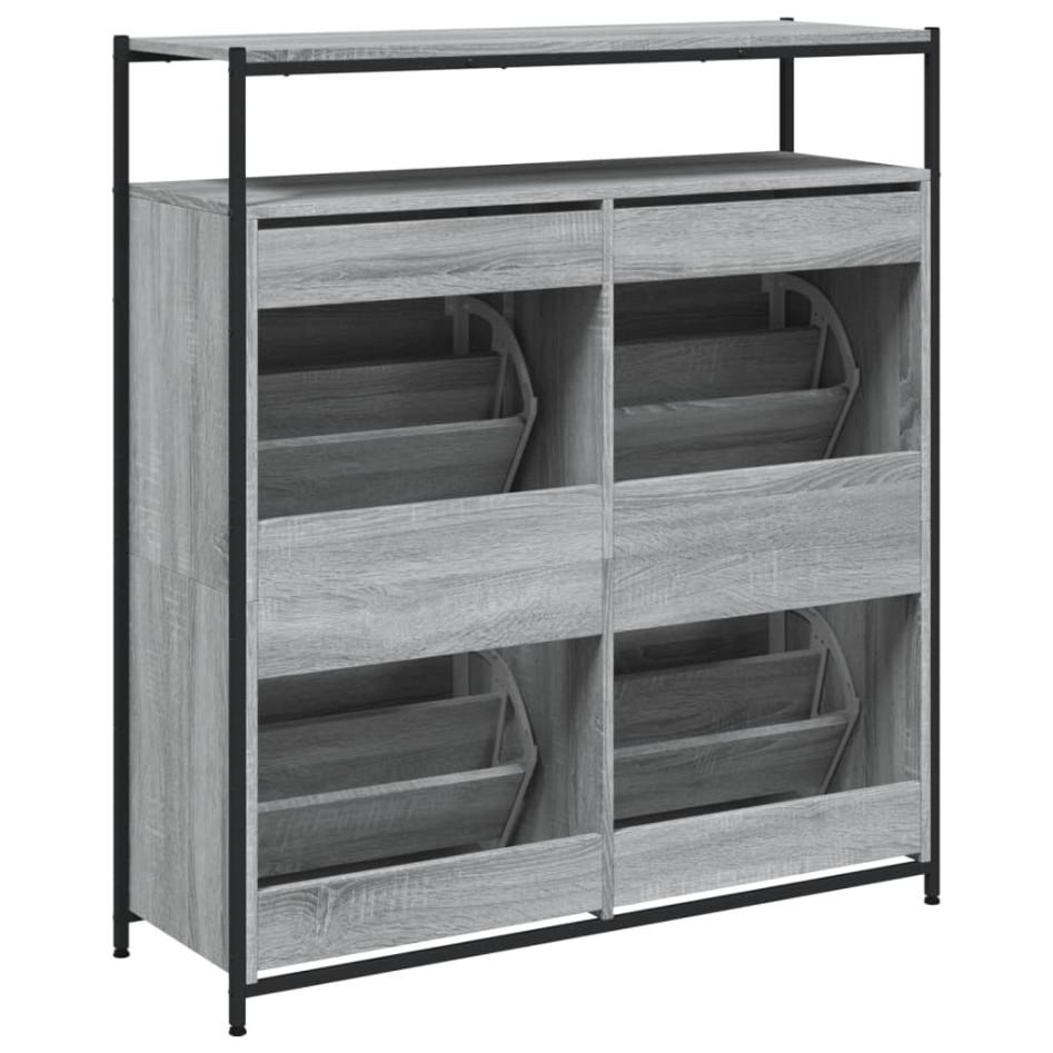 Mueble zapatero 4 cajones abatibles gris Sonoma 100x34x112
