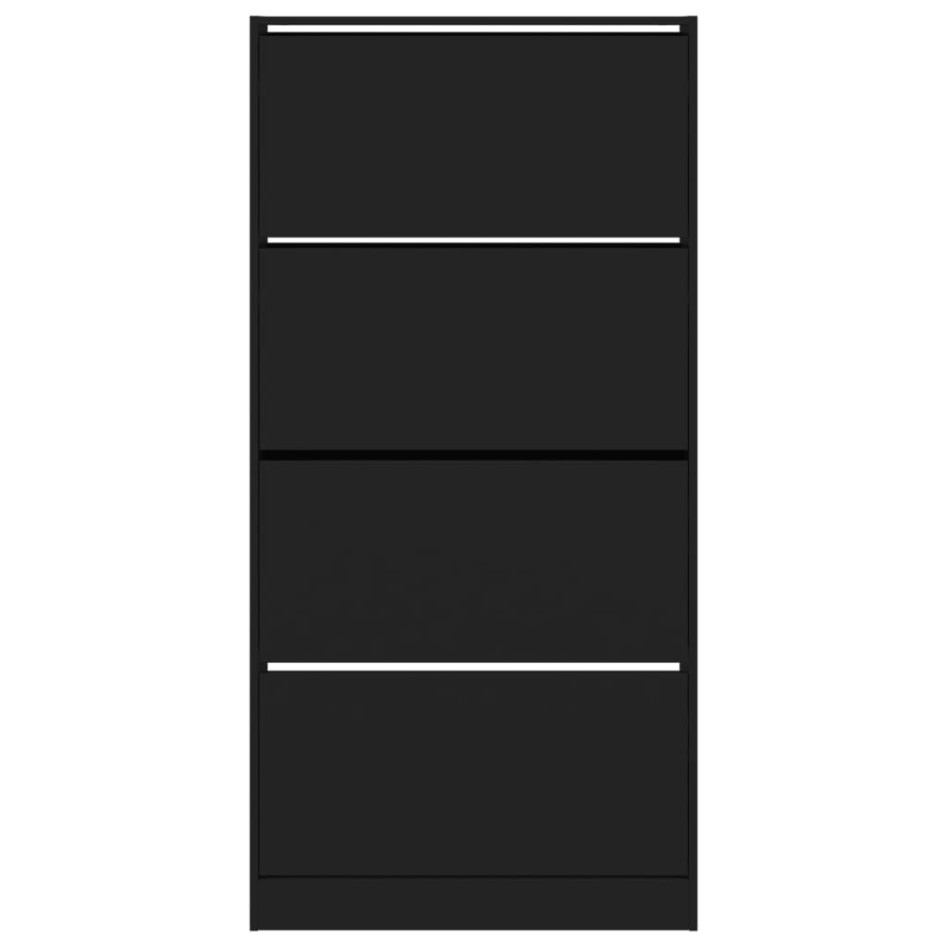 Mueble zapatero con 4 cajones abatibles negro 80x21x163,5