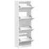 Mueble zapatero con 4 cajones abatibles blanco 60x34x187,5