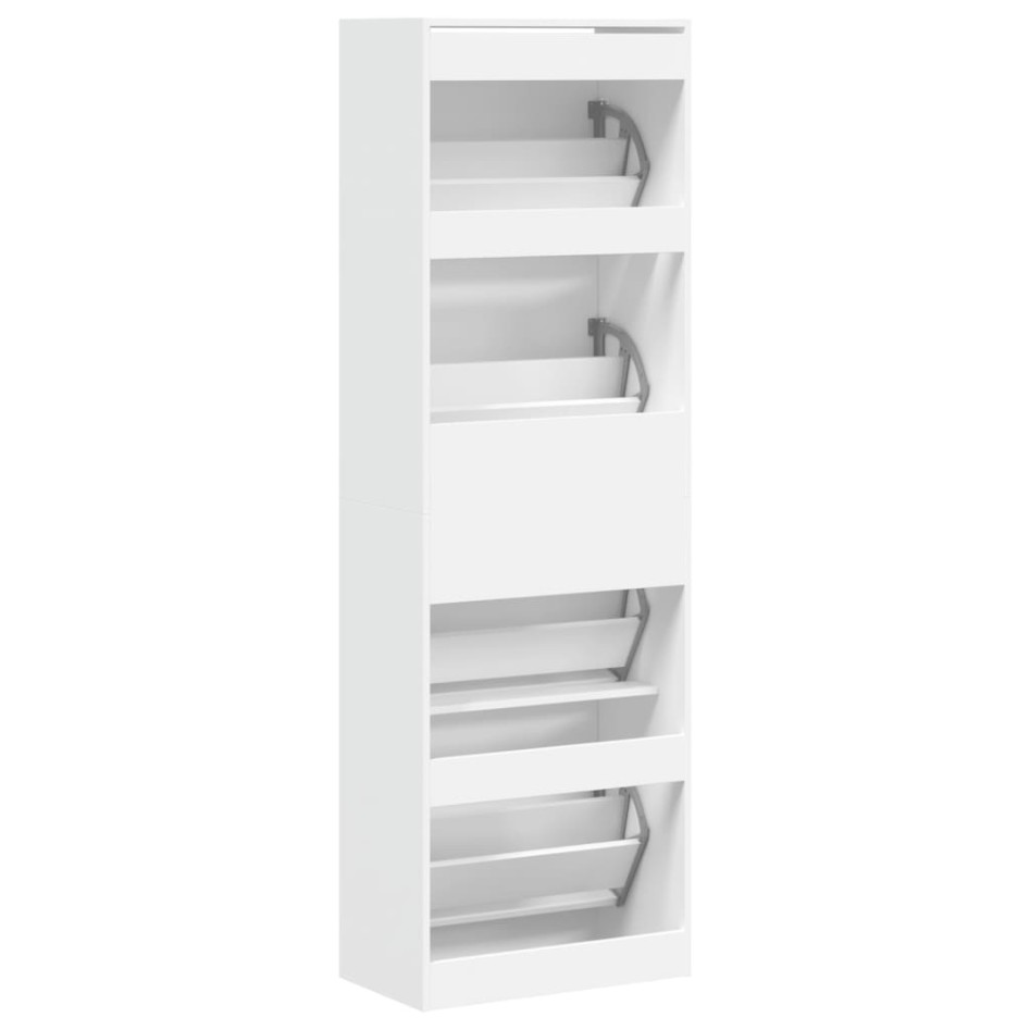 Mueble zapatero con 4 cajones abatibles blanco 60x34x187,5