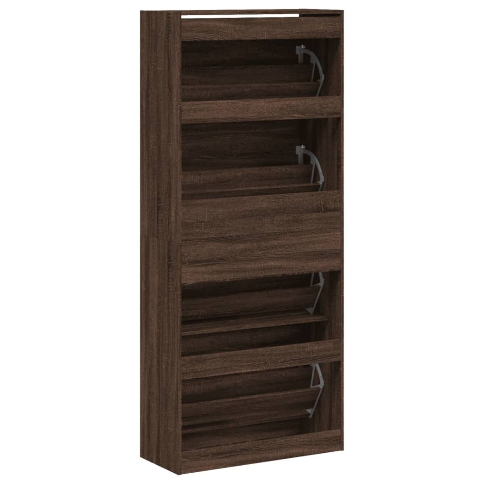 Mueble zapatero 4 cajones abatibles marrón roble 80x34x187,5