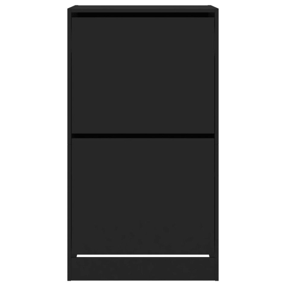 Mueble zapatero con 2 cajones abatibles negro 60x42x108