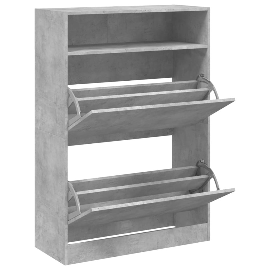 Mueble zapatero 2 cajones abatibles gris hormigón 80x34x116