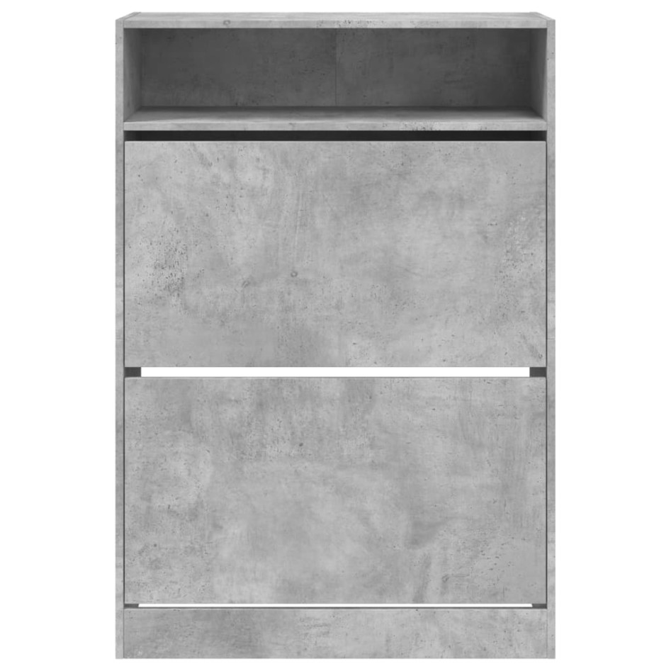 Mueble zapatero 2 cajones abatibles gris hormigón 80x34x116