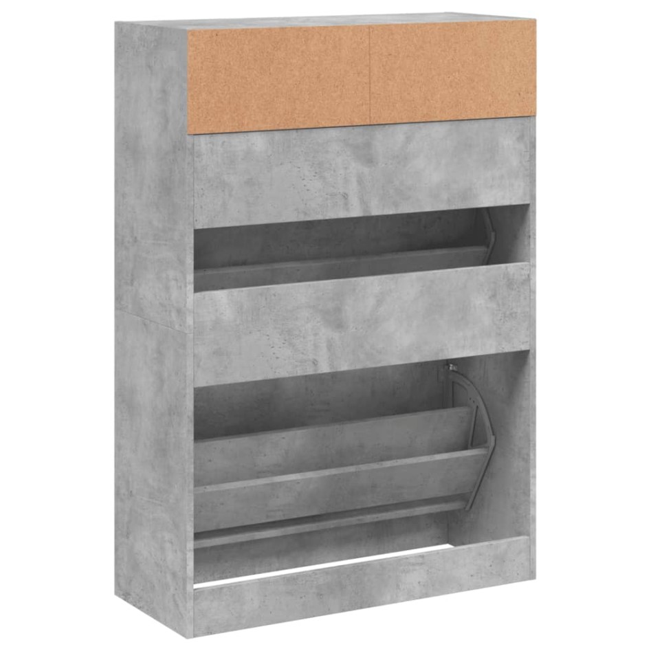 Mueble zapatero 2 cajones abatibles gris hormigón 80x34x116