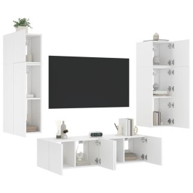 Muebles de TV de pared con LED 6 pzas madera ingeniería
