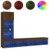 Muebles TV pared con LED 4 pzas madera ingeniería marrón