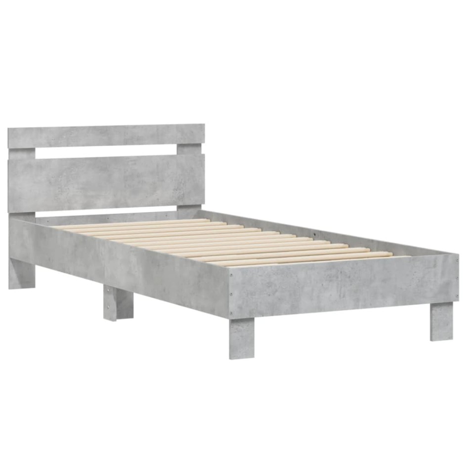 Cama con cabecero madera de ingeniería gris hormigón 90x190