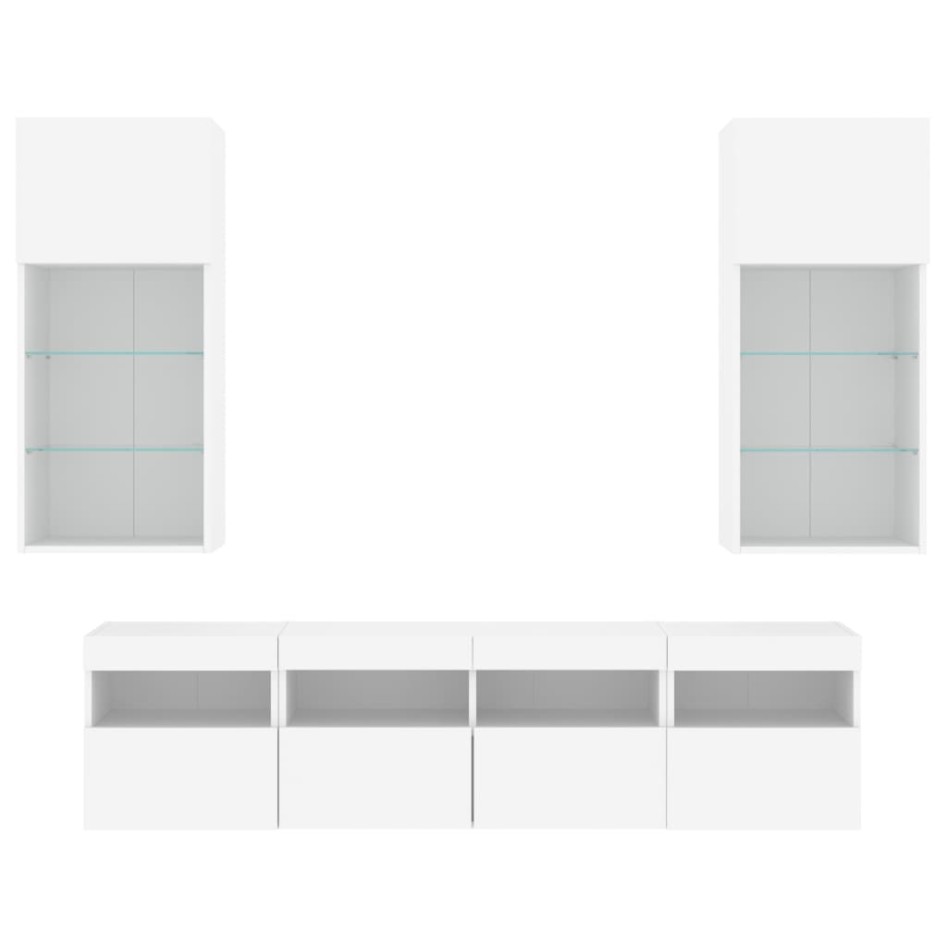 Muebles de TV de pared con LED 5 pzas madera ingeniería