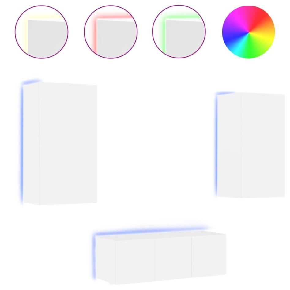 Muebles de TV de pared con LED 4 pzas madera ingeniería